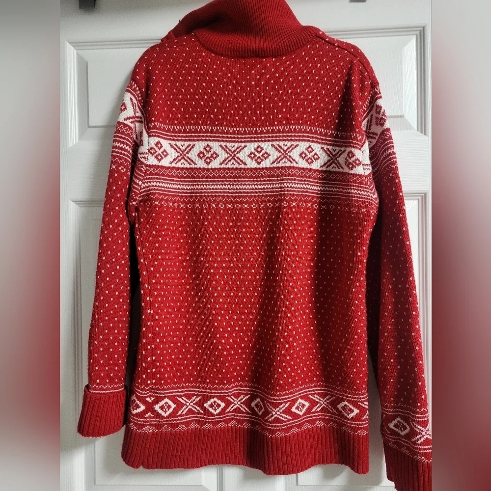 Pronti NWOT-Mens Red Fair Isle Knit Half Zip Sweater- Size L
